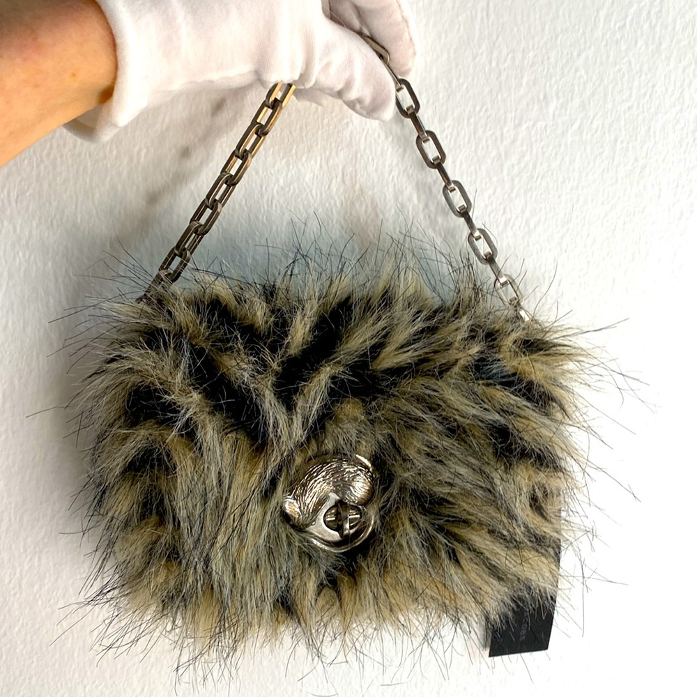Marc by Marc Jacobs grey multi faux fur small purse. New with dust bag
